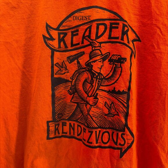 Birding is Better with Friends Bird Watchers Digest Orange Shirt Mens Large EUC - Picture 3 of 7